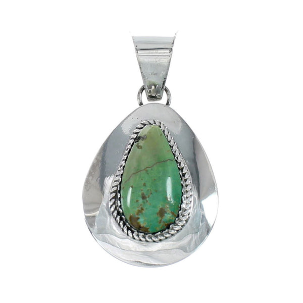 Native American Turquoise Tear Drop Genuine Sterling Silver Pendant TX11349