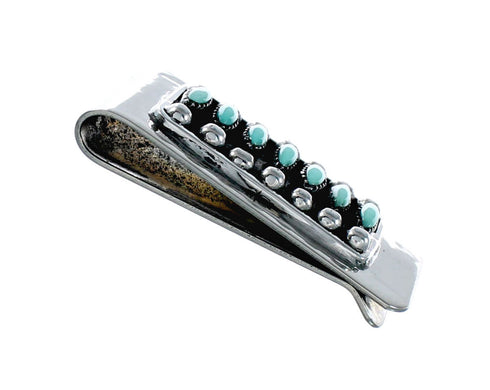 Navajo Turquoise Sterling Silver Multistone Money Clip TX11328