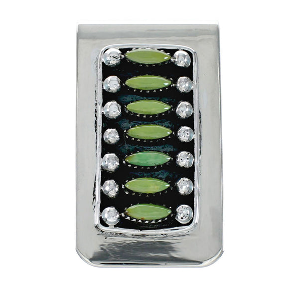 Navajo Turquoise Sterling Silver Multistone Money Clip TX11329
