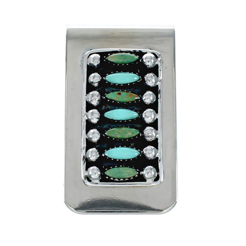 Navajo Turquoise Sterling Silver Multistone Money Clip TX11330