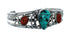 Sterling Silver Turquoise And Coral Navajo Cuff Bracelet TX11340