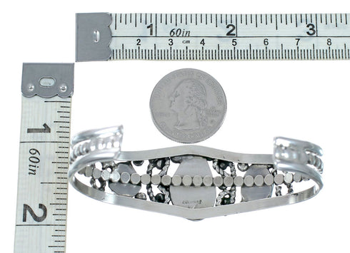 Sterling Silver Turquoise And Coral Navajo Cuff Bracelet TX11340