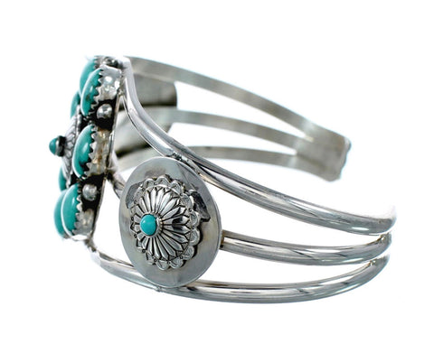 Genuine Sterling Silver Navajo Turquoise Concho Cuff Bracelet TX11342
