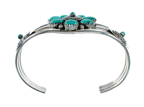Genuine Sterling Silver Navajo Turquoise Concho Cuff Bracelet TX11342