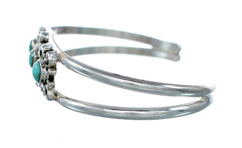 Genuine Navajo Turquoise Sterling Silver Cuff Flower Bracelet TX11344