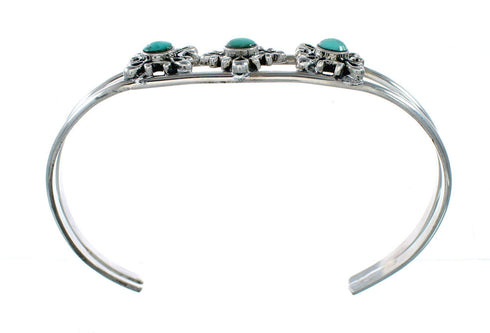 Genuine Navajo Turquoise Sterling Silver Cuff Flower Bracelet TX11344