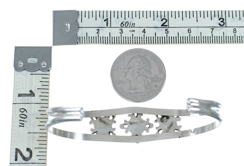 Genuine Navajo Turquoise Sterling Silver Cuff Flower Bracelet TX11344