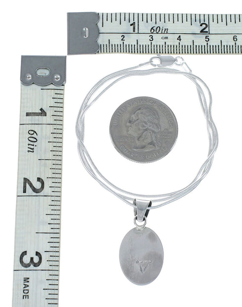 Genuine Navajo Sterling Silver Turquoise Turtle Inlay Pendant Italian Snake Chain Necklace Set TX11353