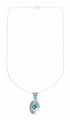 Southwest Turquoise Inlay Sterling Silver Box Chain Necklace Set TX11351