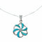 Southwest Turquoise Flower Inlay Sterling Silver Box Chain Necklace Set TX11352