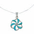 Southwest Turquoise Flower Inlay Sterling Silver Box Chain Necklace Set TX11352