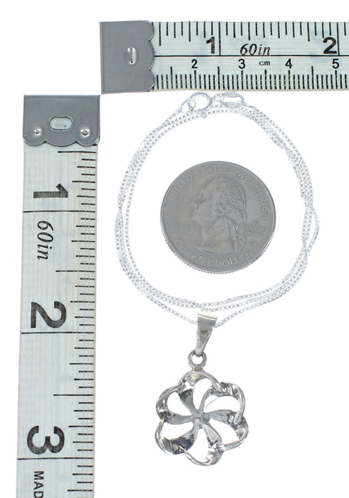 Southwest Turquoise Flower Inlay Sterling Silver Box Chain Necklace Set TX11352