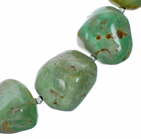 Turquoise Jewelry American Indian Genuine Sterling Silver Bead Necklace TX11363
