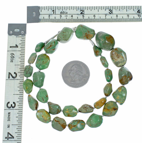 Turquoise Jewelry American Indian Genuine Sterling Silver Bead Necklace TX11363