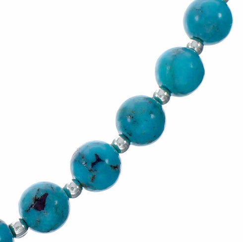 Genuine Navajo Sterling Silver Turquoise Bead Necklace TX11366
