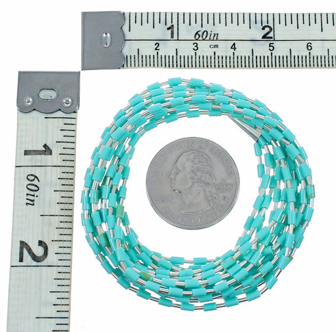 Navajo Turquoise 5-Strand Hand Strung Sterling Silver 18" Necklace TX11368