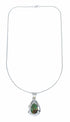 Sterling Silver Turquoise Navajo Tear Drop Pendant 16" Italian Snake Chain Necklace Set TX11359