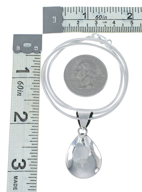 Sterling Silver Turquoise Navajo Tear Drop Pendant 16" Italian Snake Chain Necklace Set TX11359