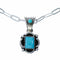 Genuine Navajo Turquoise Pendant Sterling Silver Link Chain Necklace Set TX11380
