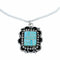Navajo Turquoise Inlay Pendant Sterling Silver Box Chain Necklace Set TX11379