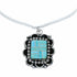 Navajo Turquoise Inlay Pendant Sterling Silver Box Chain Necklace Set TX11379