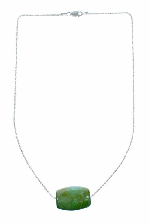 Navajo Turquoise Pendant Sterling Silver Italian Rope Chain Necklace Set TX11360