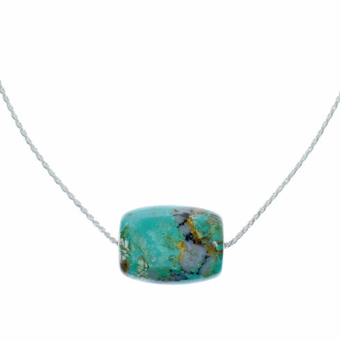 Unique Navajo Turquoise Pendant Sterling Silver Italian Rope Chain Necklace Set TX11362
