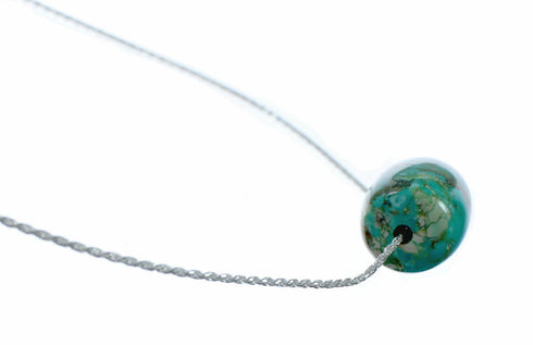 Unique Navajo Turquoise Pendant Sterling Silver Italian Rope Chain Necklace Set TX11362
