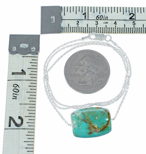 Unique Navajo Turquoise Pendant Sterling Silver Italian Rope Chain Necklace Set TX11362