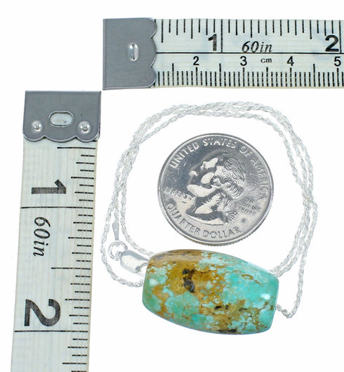 Unique Navajo Turquoise Pendant Sterling Silver Italian Rope Chain Necklace Set TX11361
