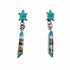 Southwest Multicolor And Sterling Silver Post Dangle Turtle Inlay Earrings TX11383