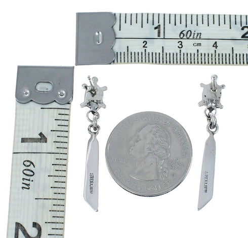 Southwest Multicolor And Sterling Silver Post Dangle Turtle Inlay Earrings TX11383