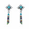Southwest Multicolor And Sterling Silver Post Dangle Earrings TX11382