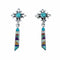 Southwest Multicolor And Sterling Silver Post Dangle Earrings TX11381
