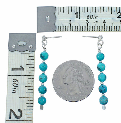Native Sterling Silver Turquoise Bead Post Dangle Earrings TX11378