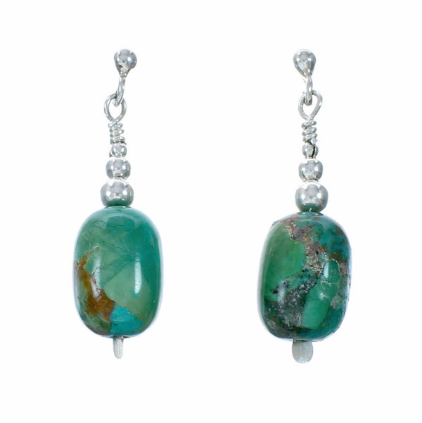 Navajo Turquoise Sterling Silver Bead Post Earrings TX11358