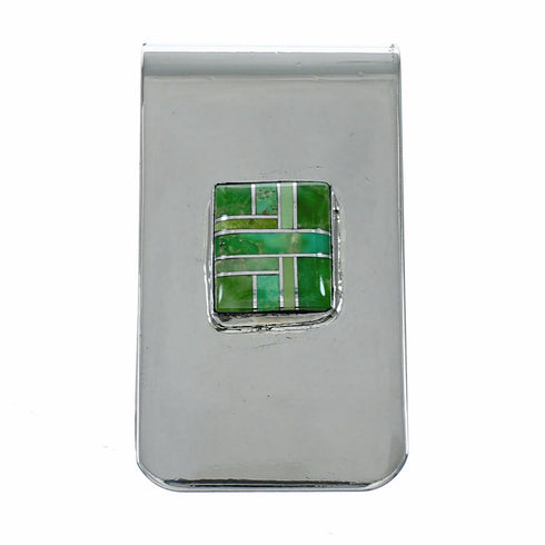 Genuine Navajo Turquoise And Sterling Silver Inlay Money Clip TX11355