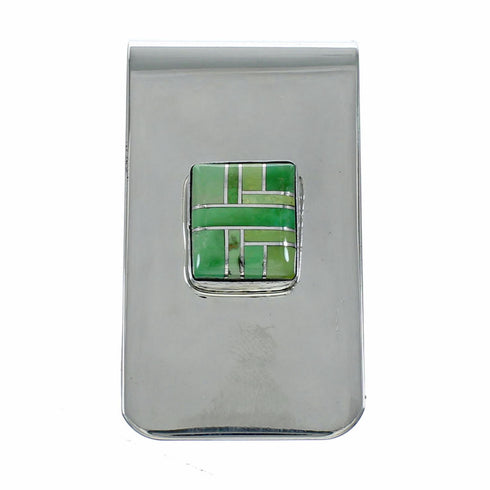 Genuine Navajo Turquoise And Sterling Silver Inlay Money Clip TX11356