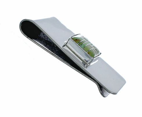 Native American Navajo Turquoise And Sterling Silver Inlay Money Clip TX11357