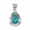 Native American Turquoise Tear Drop Genuine Sterling Silver Pendant TX11375