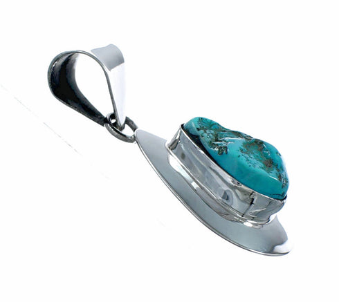 Native American Turquoise Tear Drop Genuine Sterling Silver Pendant TX11375