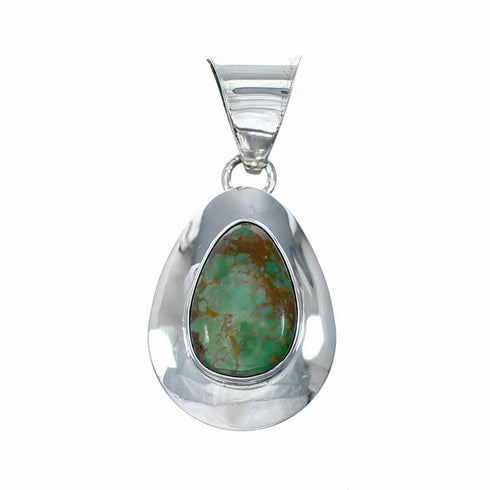 Native American Turquoise Tear Drop Genuine Sterling Silver Pendant TX11376