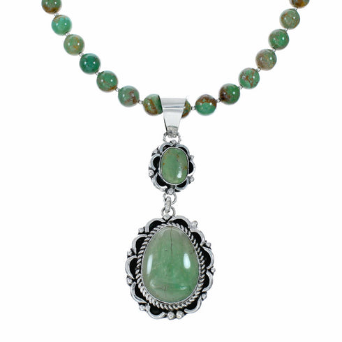 Native American Turquoise Sterling Silver Navajo Necklace Pendant Set TX11369