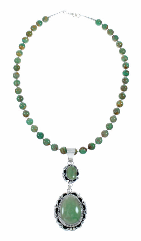 Native American Turquoise Sterling Silver Navajo Necklace Pendant Set TX11369