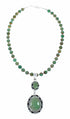 Native American Turquoise Sterling Silver Navajo Necklace Pendant Set TX11369