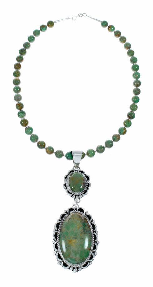 Unique Navajo Turquoise Sterling Silver Necklace Pendant Set TX11370
