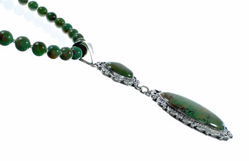 Unique Navajo Turquoise Sterling Silver Necklace Pendant Set TX11370