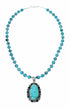 Genuine Navajo Turquoise Sterling Silver Necklace Pendant Set TX11372