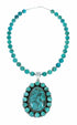 Navajo Turquoise Sterling Silver Necklace Pendant Set TX11373