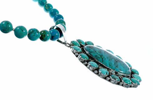Navajo Turquoise Sterling Silver Necklace Pendant Set TX11373